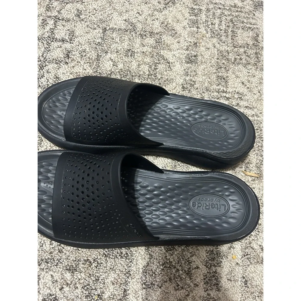 literide crocs Black Slides Unisex Women's 11 Men's 9